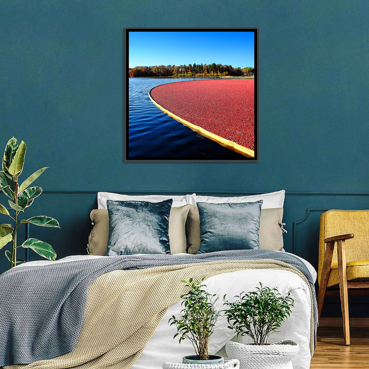 Flooded Cranberry Bog Wall Art in a room, square
