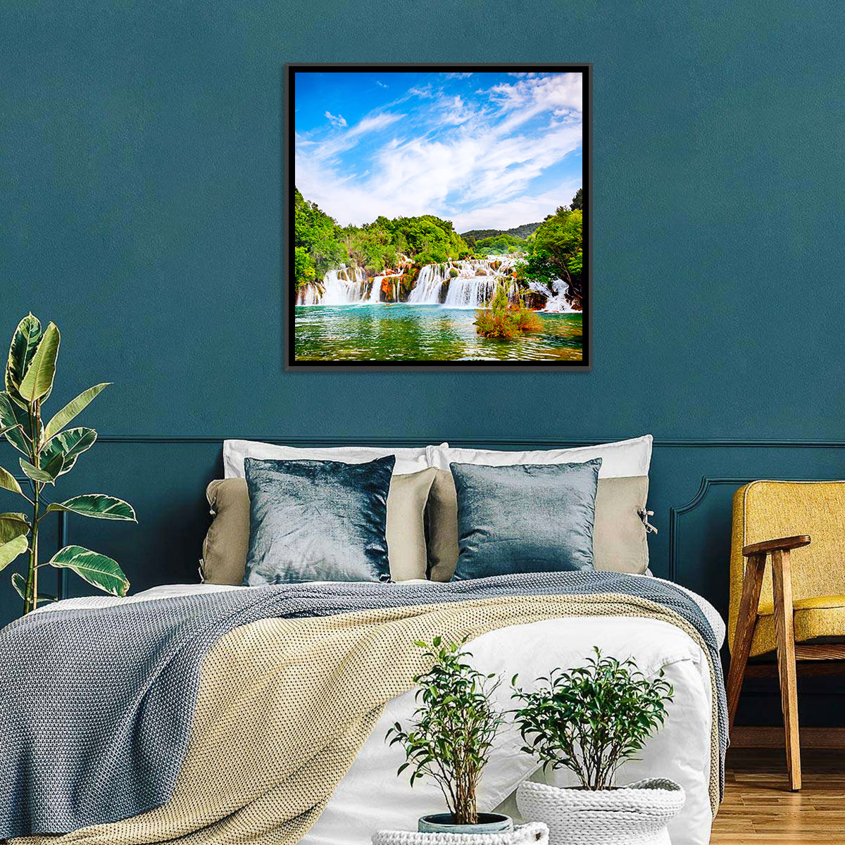 Skradinski Buk Waterfall, Krka Wall Art in a room, square