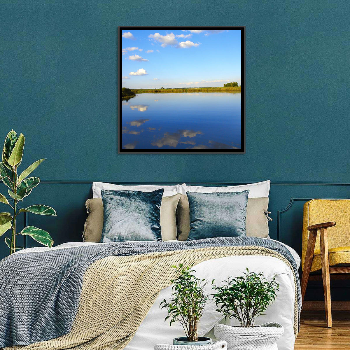 Lake Puckaway Reflection Wall Art in a room, square