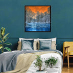 Sunset Over Winter Forest Lake Wall Art
