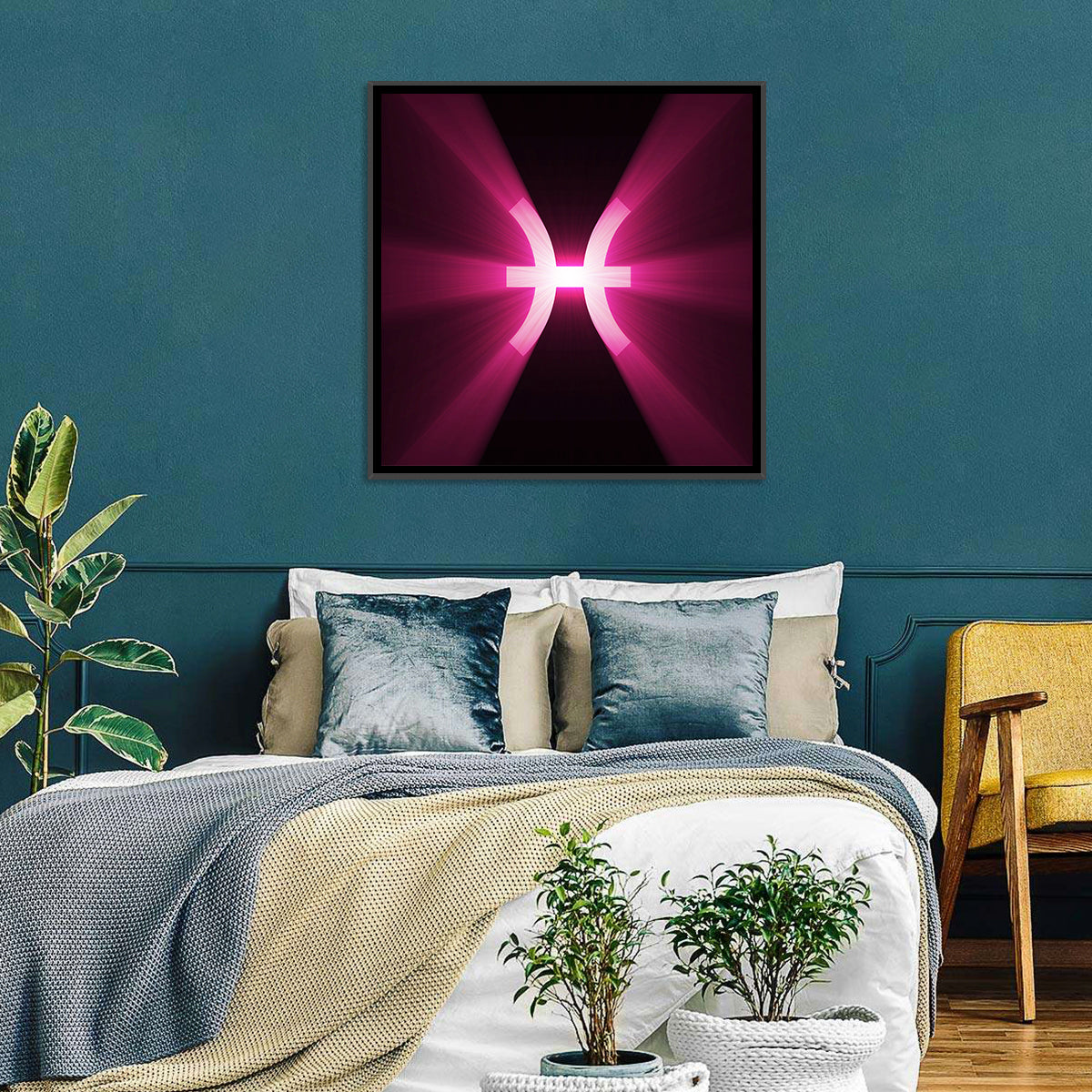 Magenta Pisces Symbol Wall Art