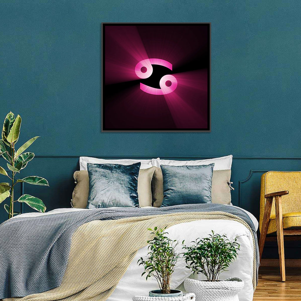 Glowing Pink Cancer Symbol Wall Art