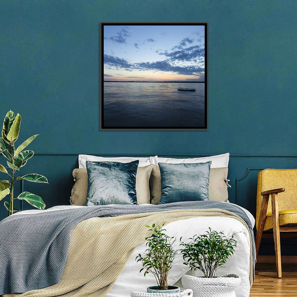 Lake Okoboji at Twilight Wall Art in a room, square