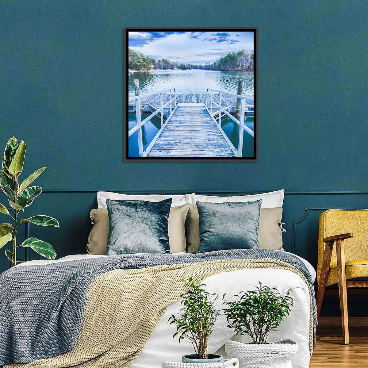 Morning at Lake Wylie Wall Art in a room, square