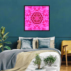 Kaleidoscopic Chrysanthemum Mandala in Magenta Wall Art