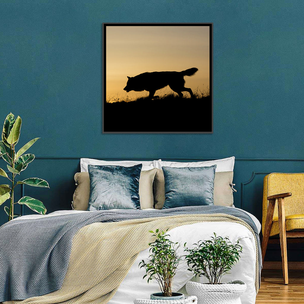 Wolf at Golden Horizon Wall Art