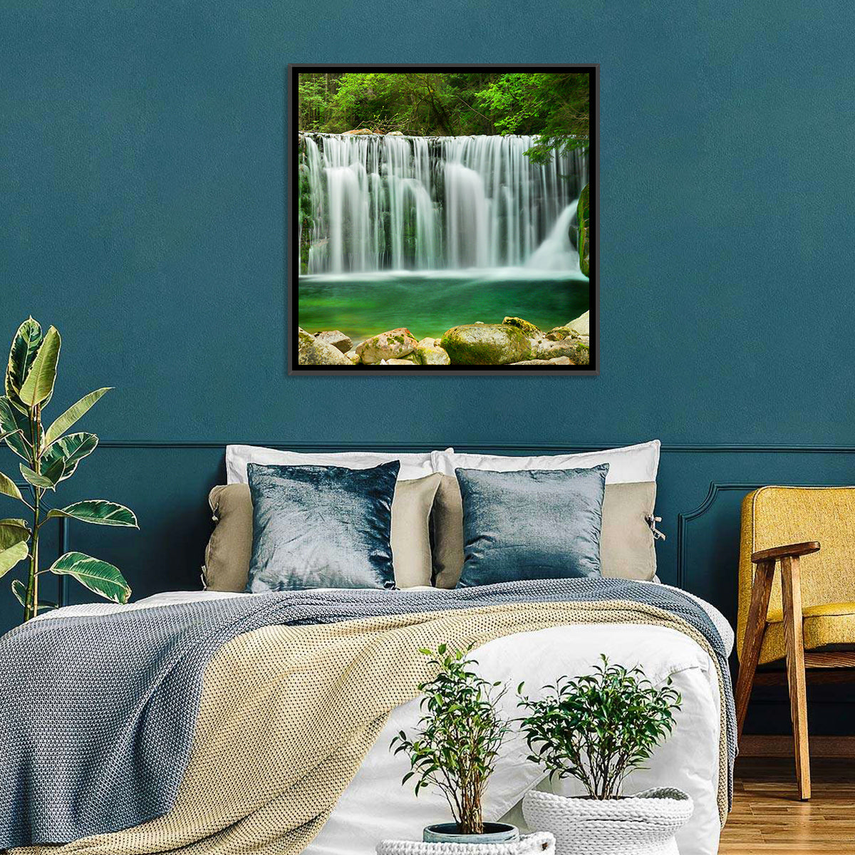 Lake Emerald Waterfall Wall Art