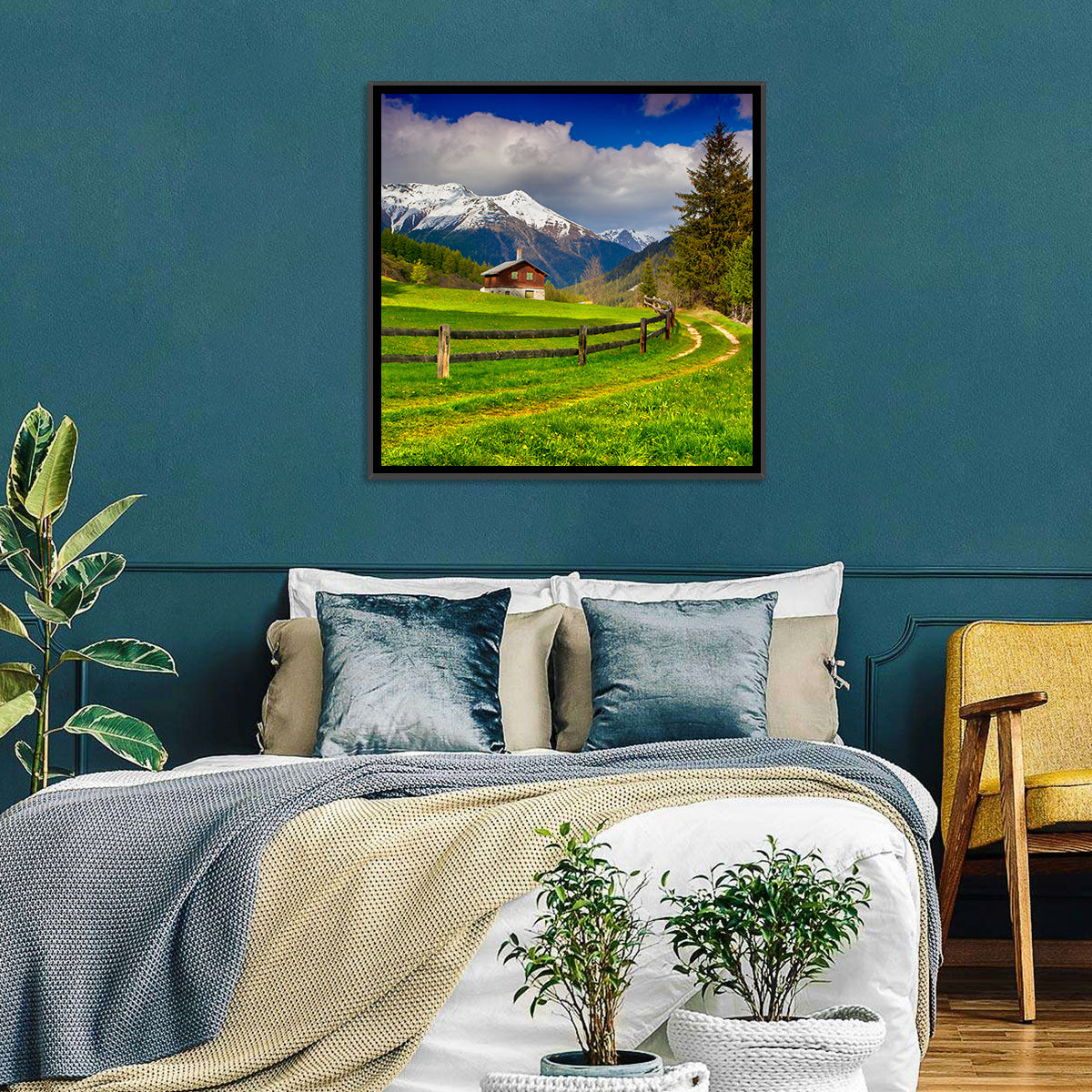 Alpine Meadow Cabin, Swiss Alps Wall Art