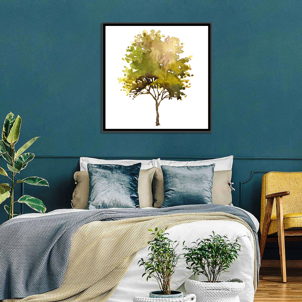 Olive Green Watercolor Tree Wall Art