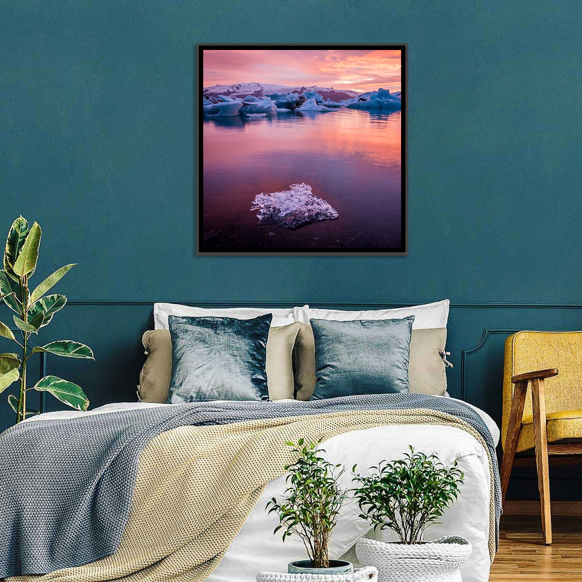 Jökulsárlón Dusk Lagoon Wall Art in a room, square
