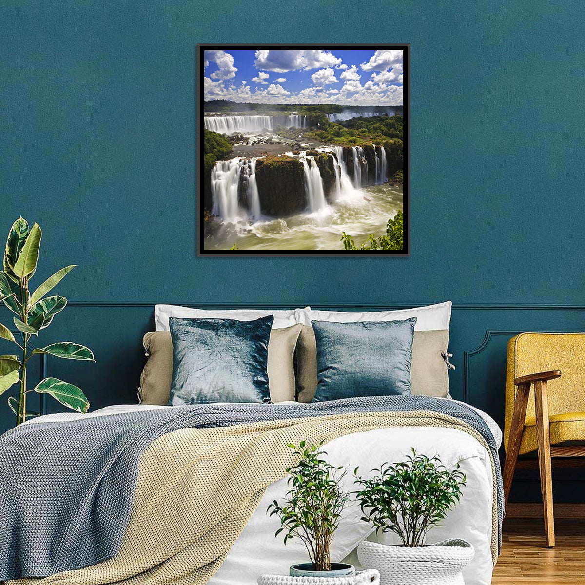 Iguazu Falls River View Wall Art in a room, square