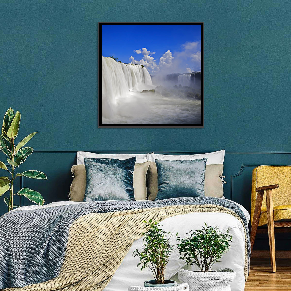 Silky Iguazu Falls, Foz Do Iguaçu Wall Art in a room, square
