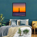 Minimalist Lighthouse Silhouette at Twilight Wall Art