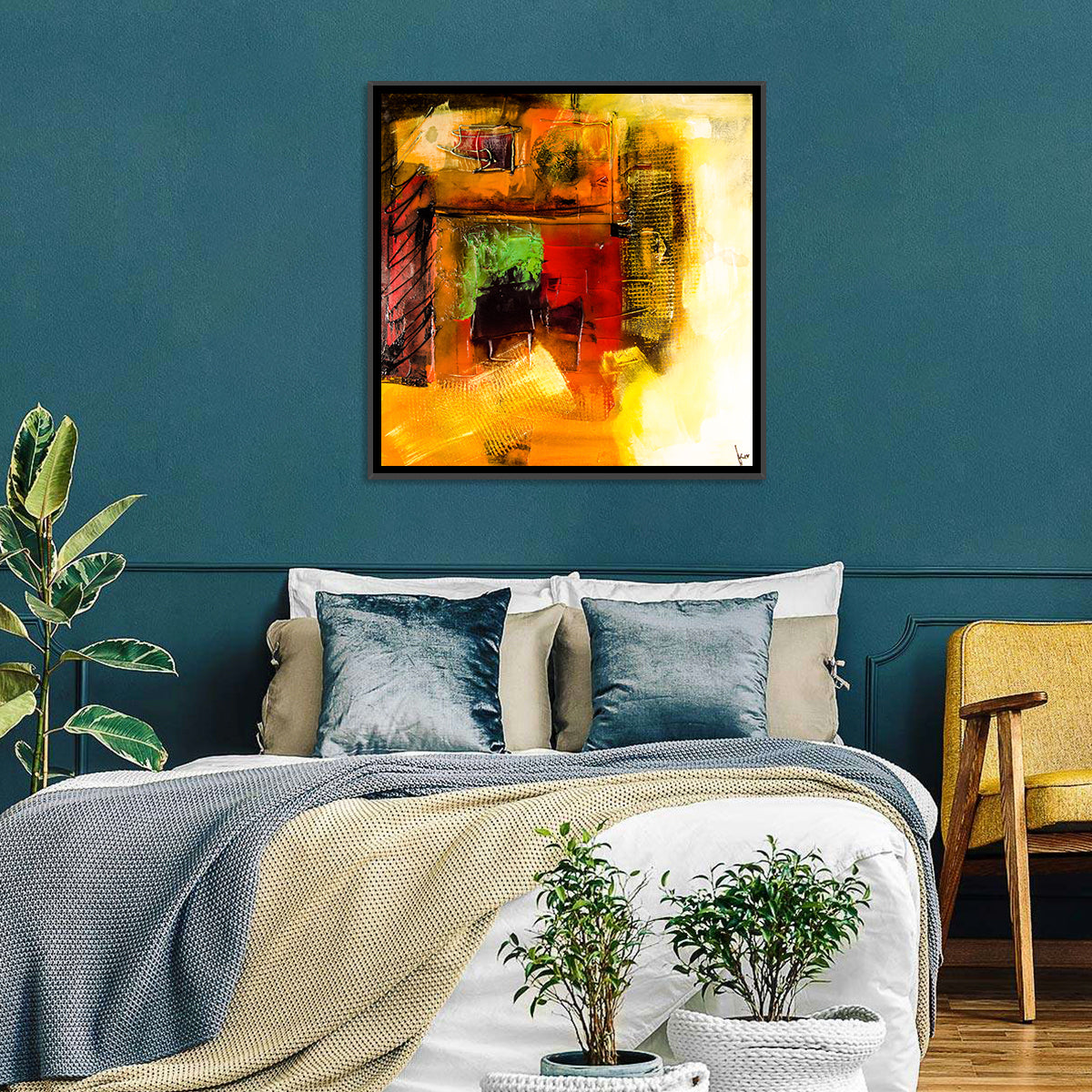 Layered Geometric Abstract in Warm Tones Wall Art
