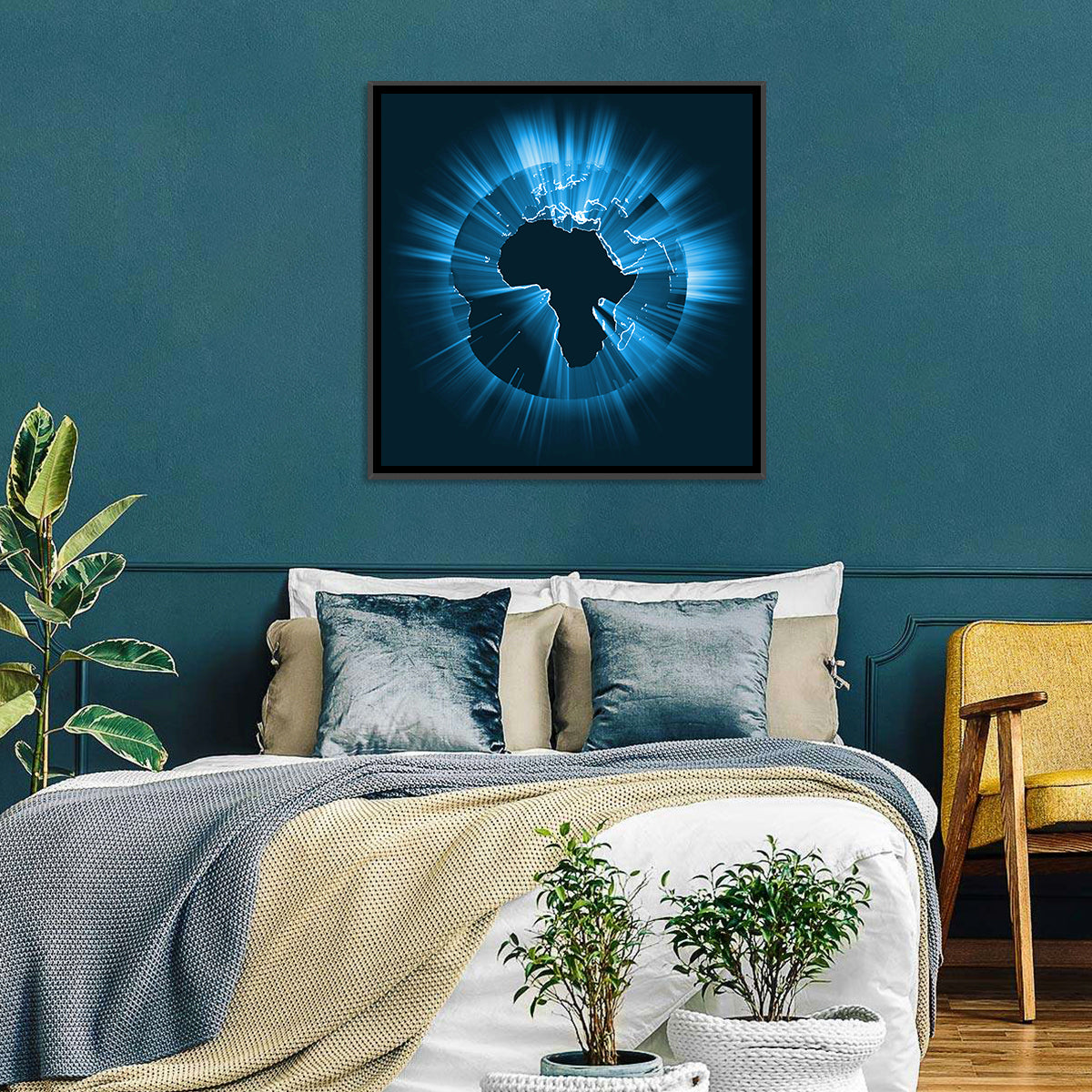 Glowing Africa Globe Wall Art
