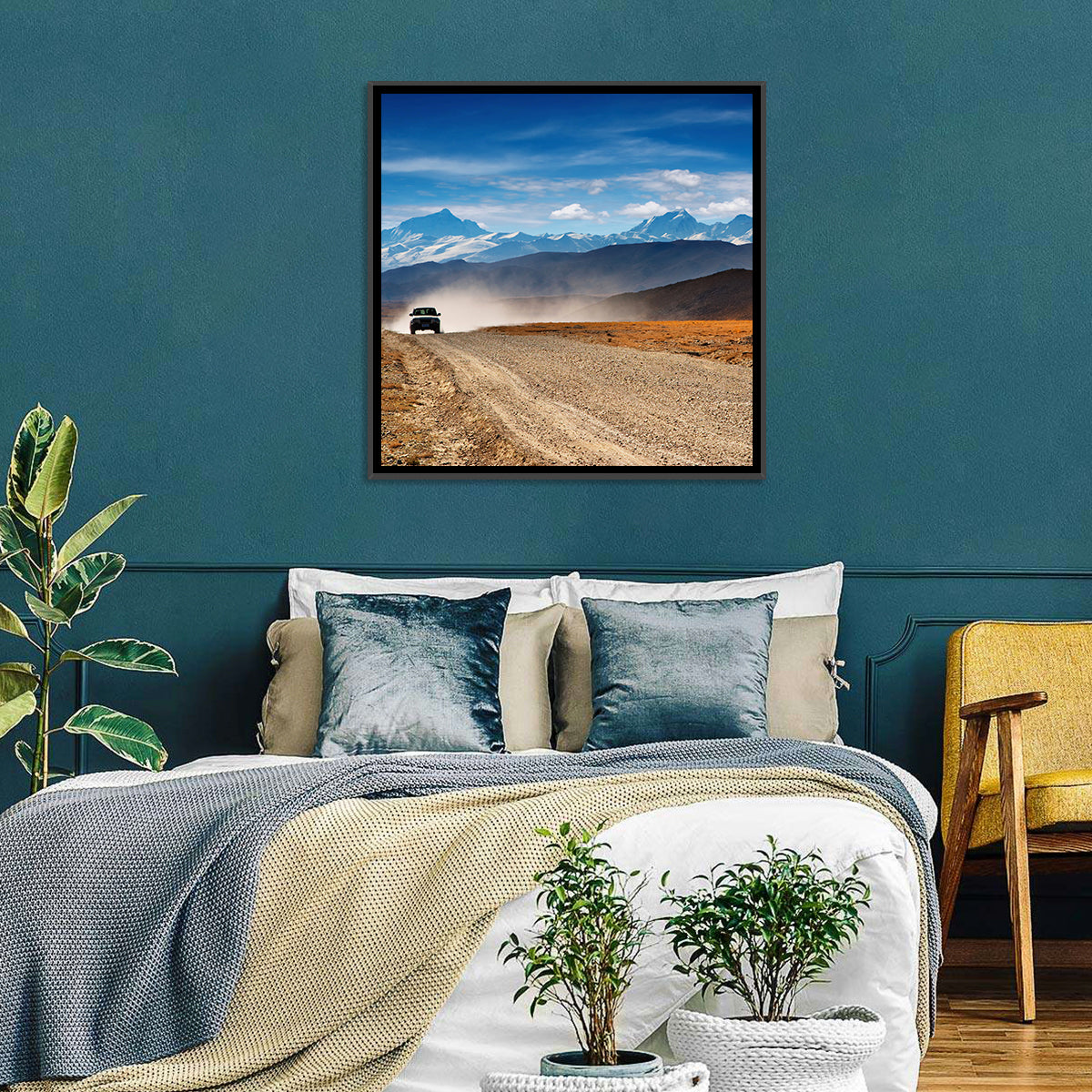 Road to Everest, Tibetan Highlands Wall Art in a room, square