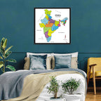 Colorful Political Map of India Wall Art