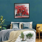 Winter Tree with Red Leaves Wall Art