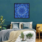Blue Fractal Mandala Wall Art