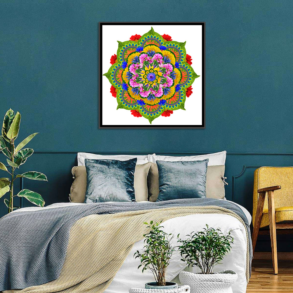 Vibrant Lotus Floral Mandala Wall Art