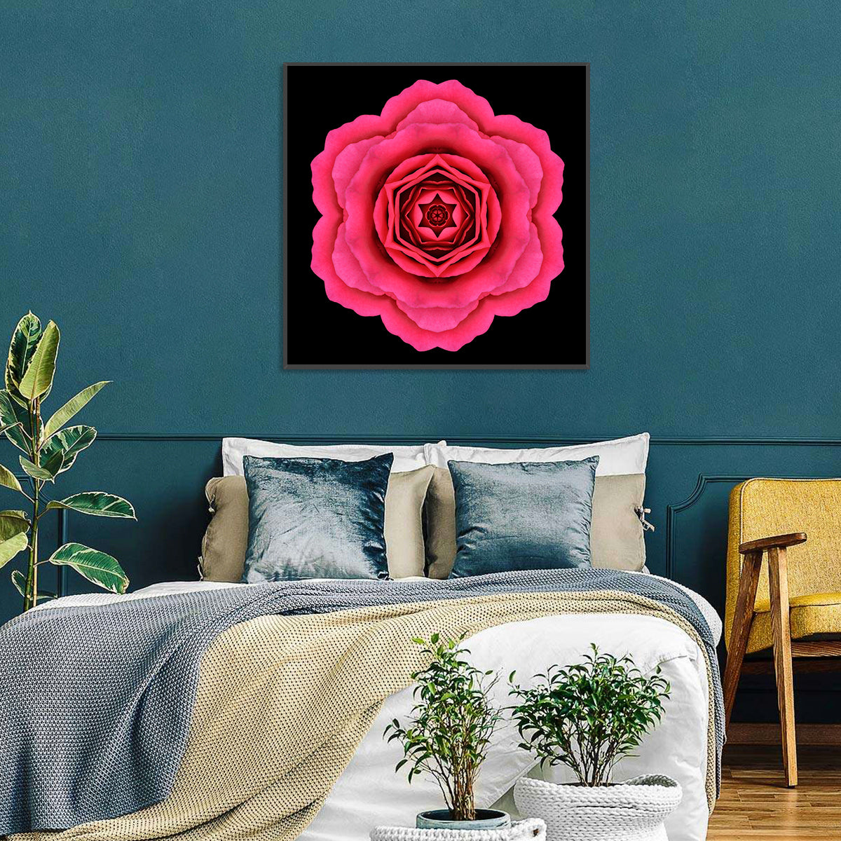 Pink Flower Mandala Wall Art