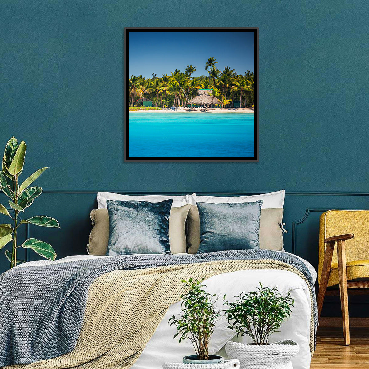 Punta Cana Beach Wall Art in a room, square