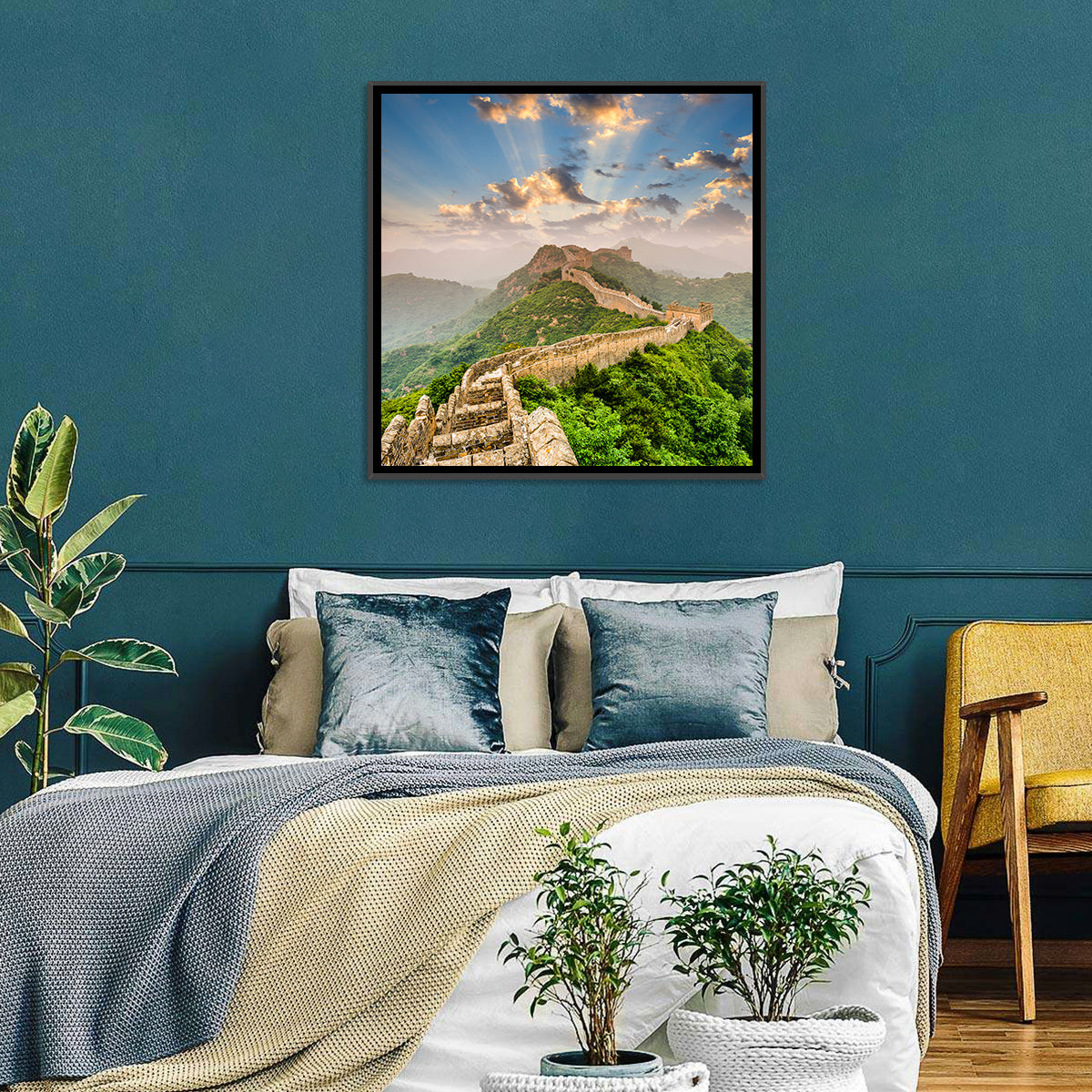 Great Wall of China Wall Art in a room, square