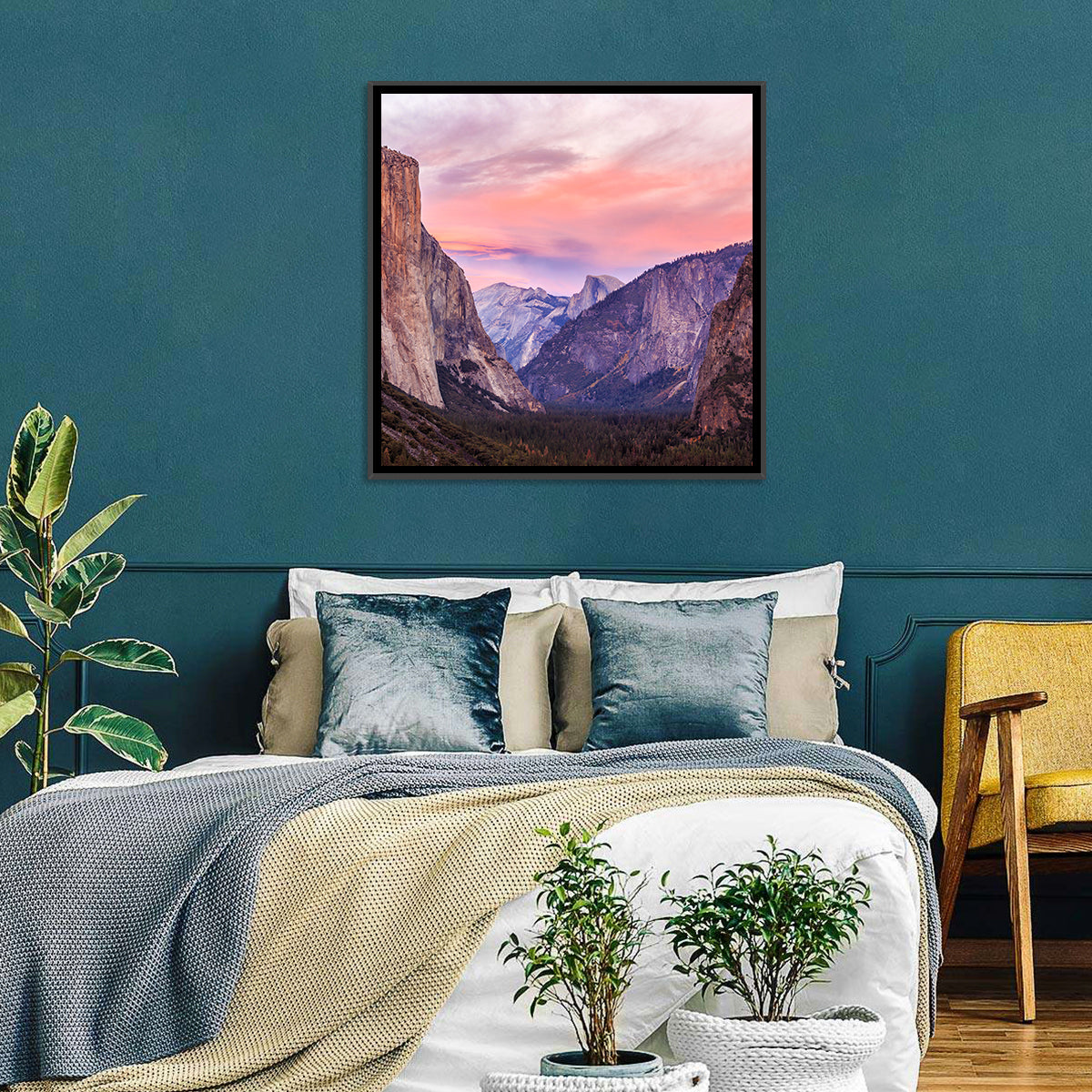 El Capitan at Tunnel View Wall Art in a room, square