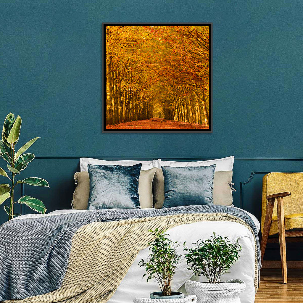 Golden Beech Tree Tunnel in Autumn Wall Art