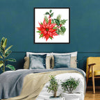 Christmas Poinsettia Watercolor Wall Art