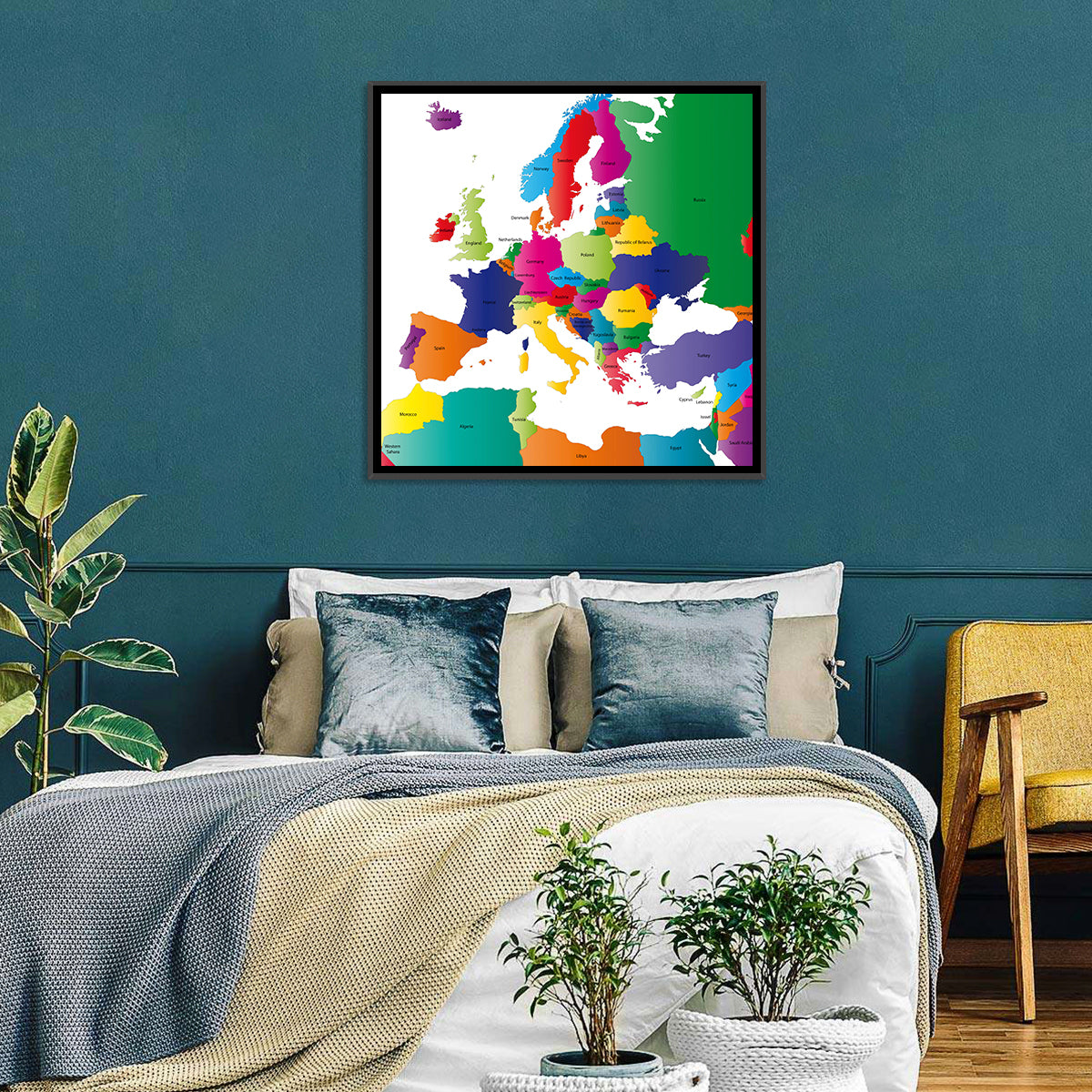 Coloured Europe Map Wall Art