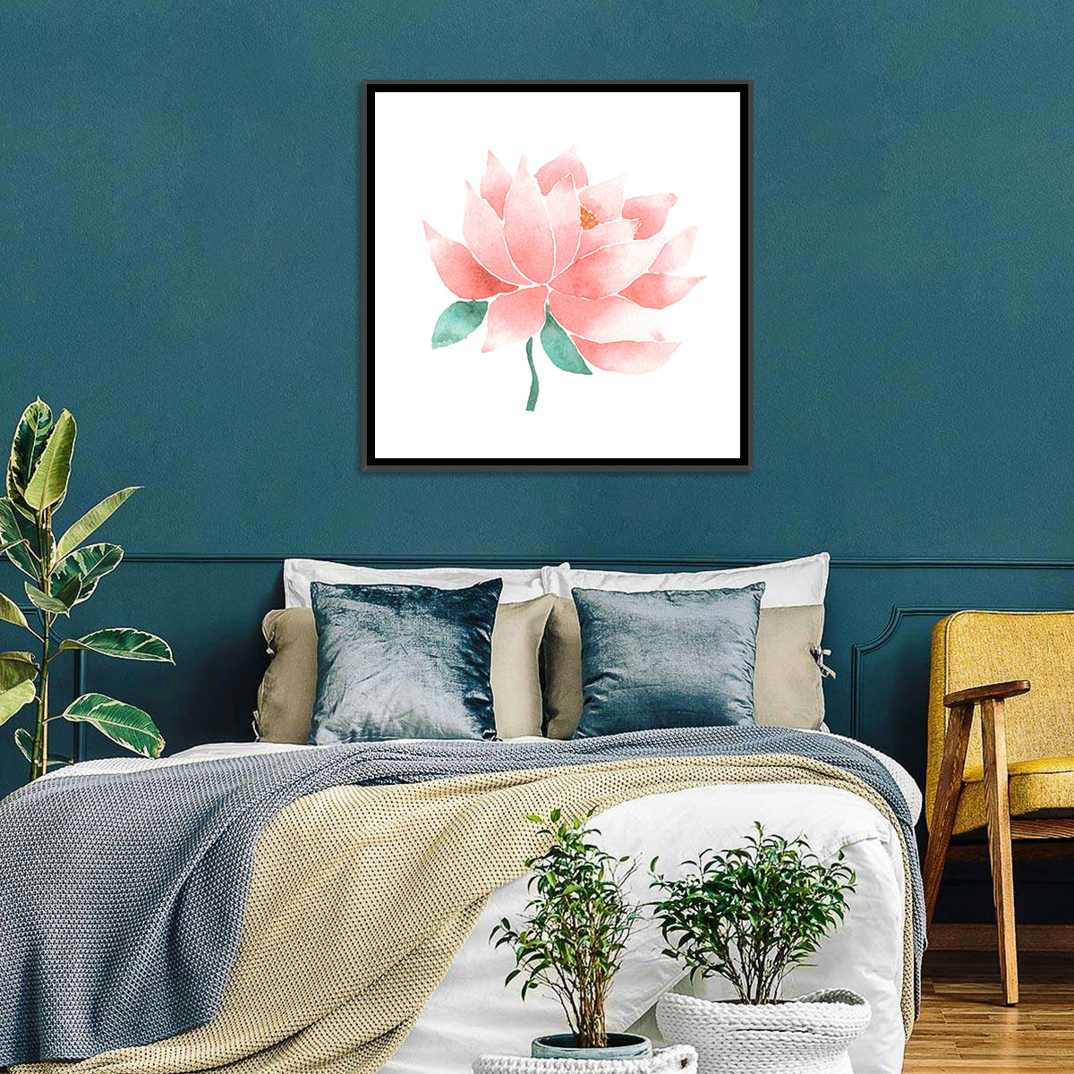 Soft Pink Lotus Watercolor Wall Art