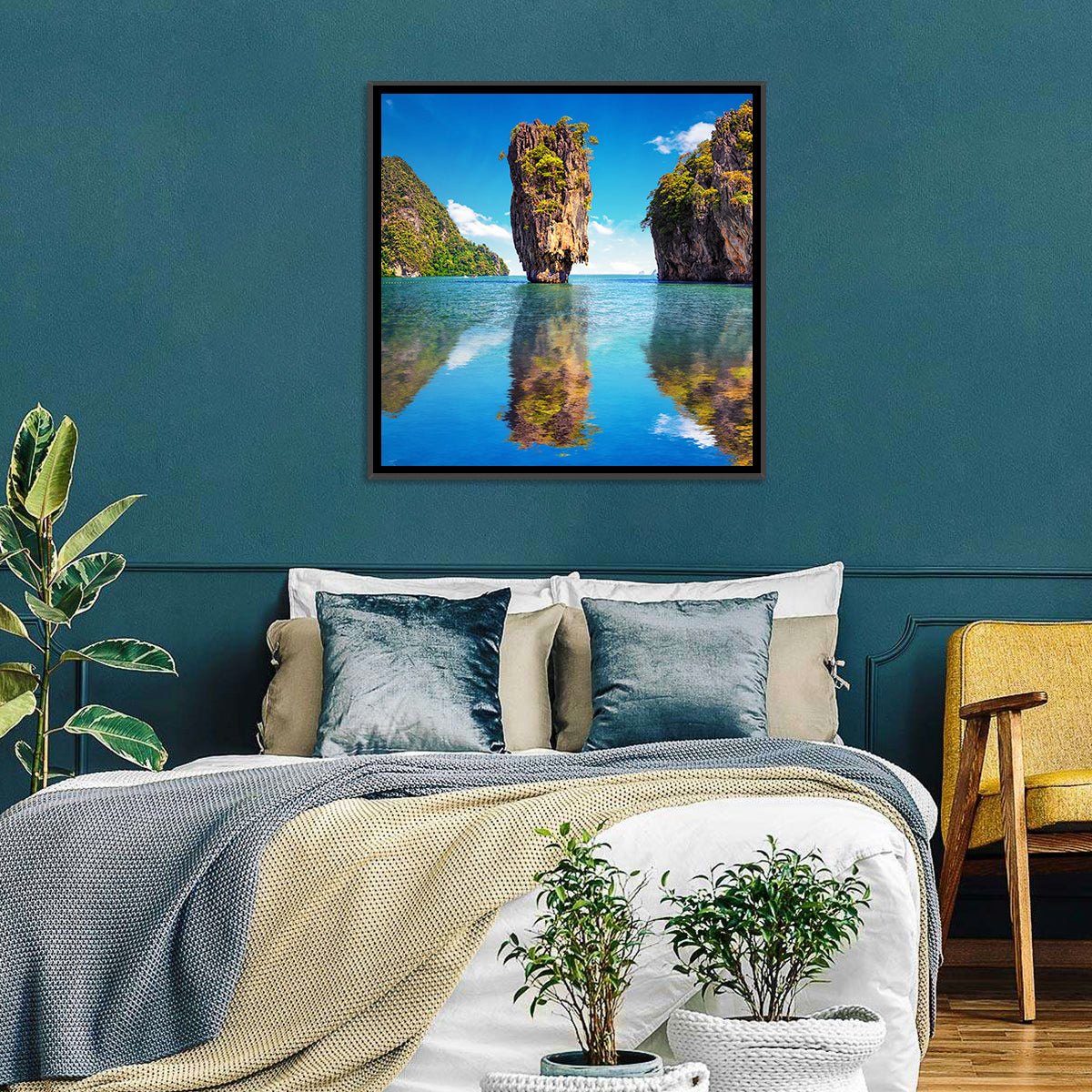Ko Tapu Limestone Stack, Phang Nga Wall Art in a room, square