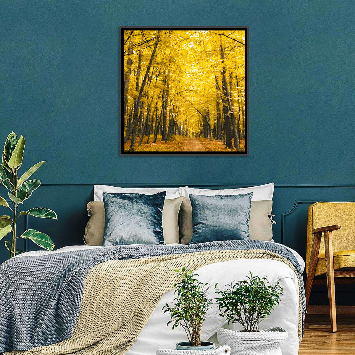 Yellow Autumn Forest Path Wall Art