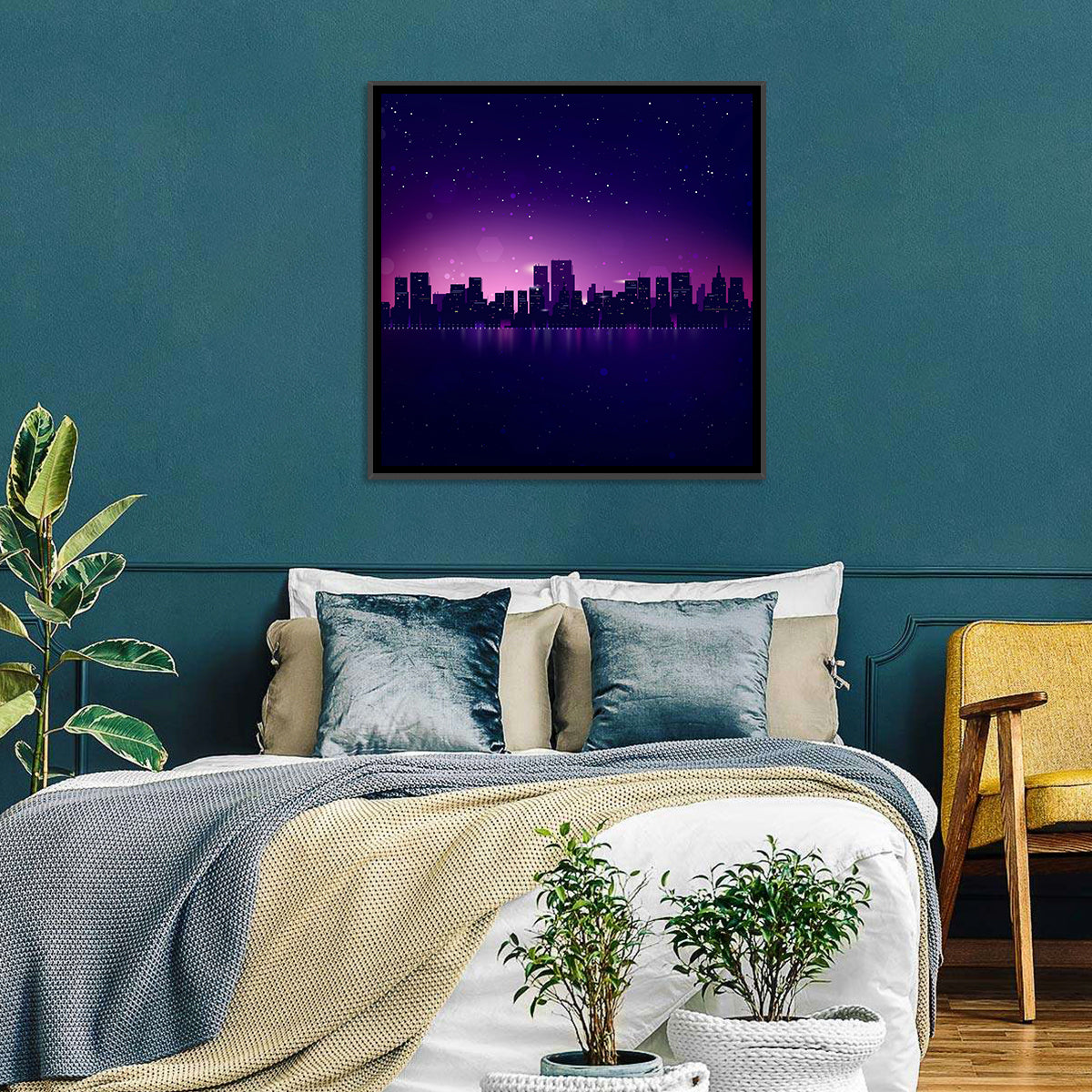 New York Night Skyline Wall Art