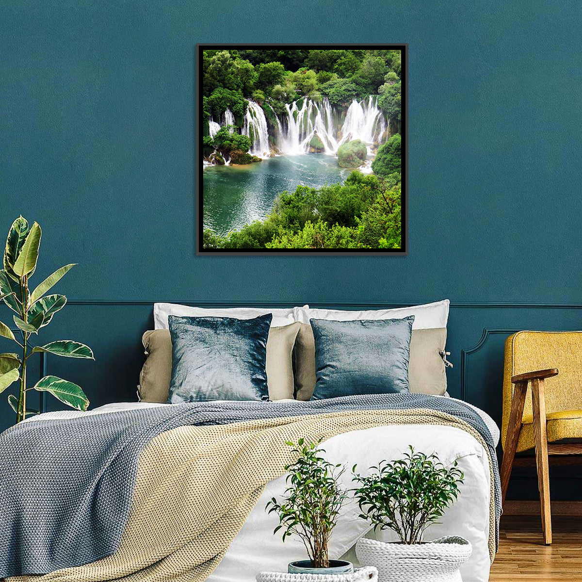 Kravice Falls Wall Art in a room, square