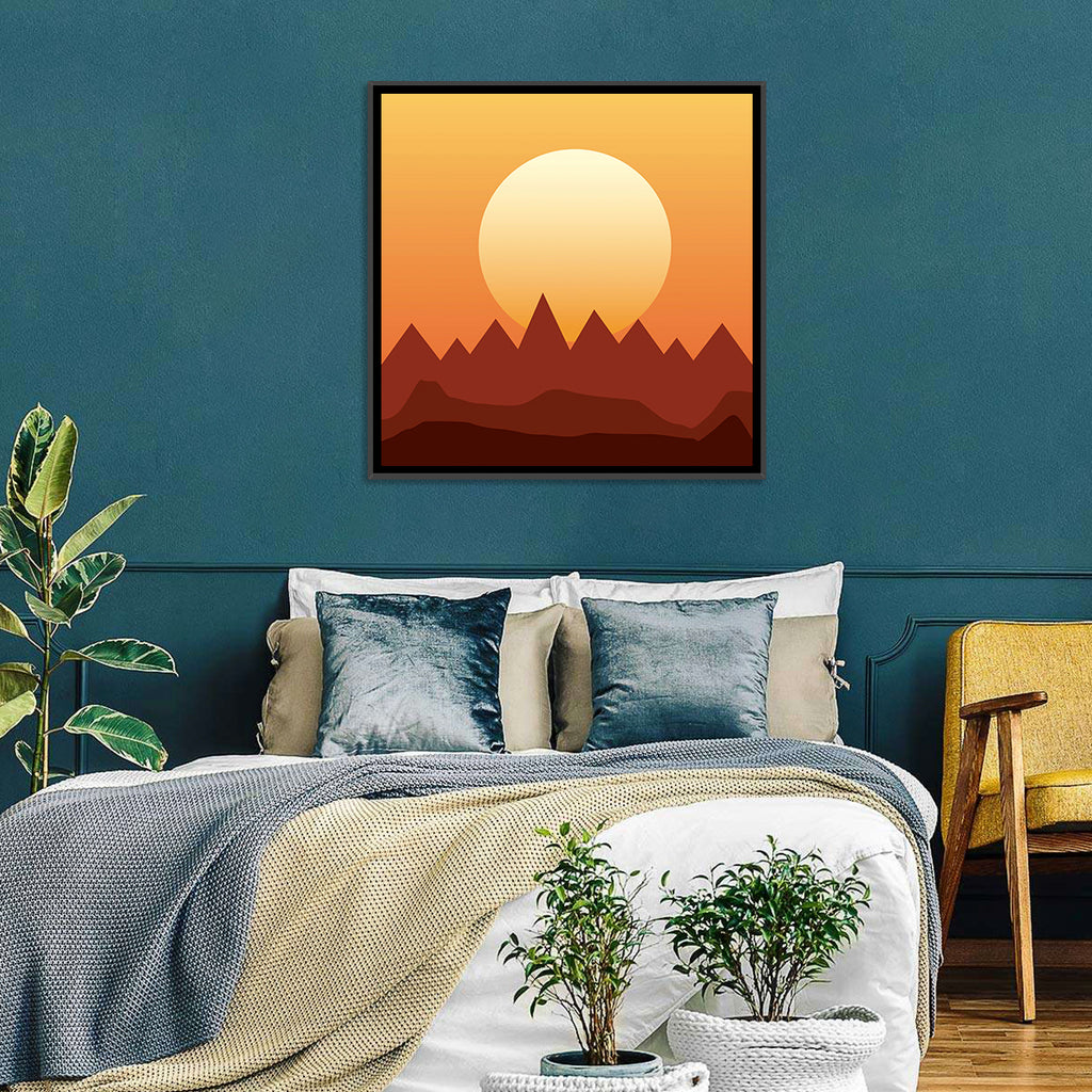 Geometric Mountain Sunset Wall Art