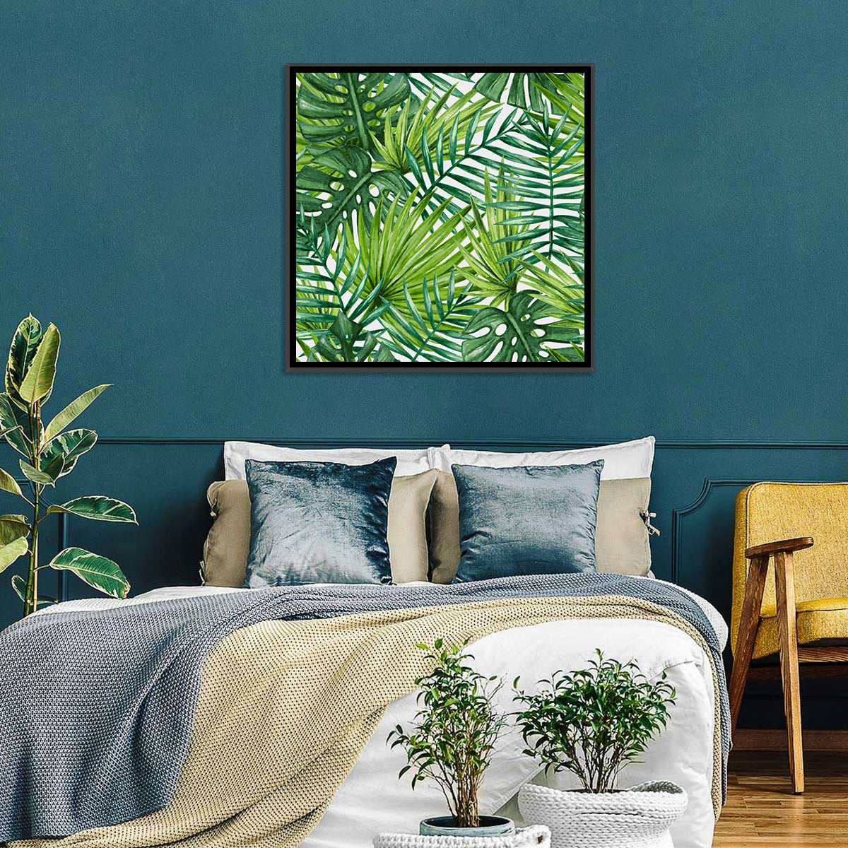 Palm Leaves Pattern Ii Wall Art in a room, square