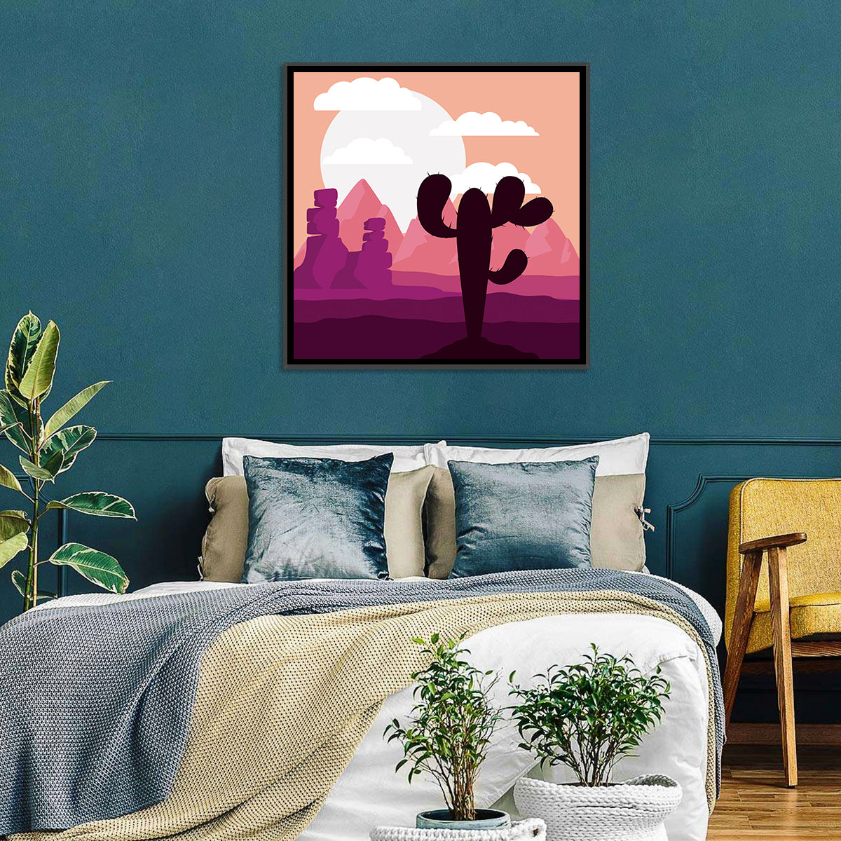Saguaro Sunset Wall Art in a room, square