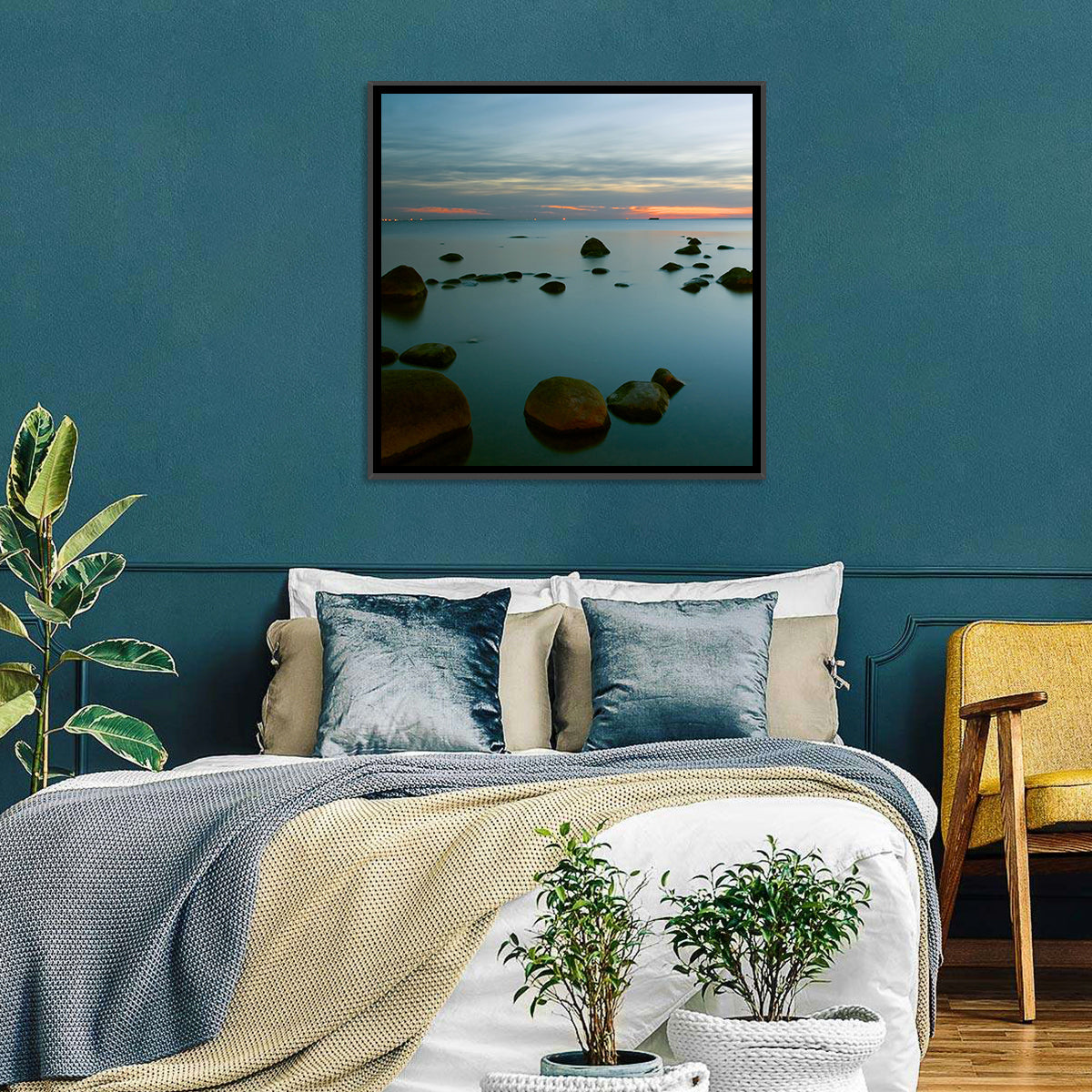 Baltic Sea at Twilight Wall Art in a room, square