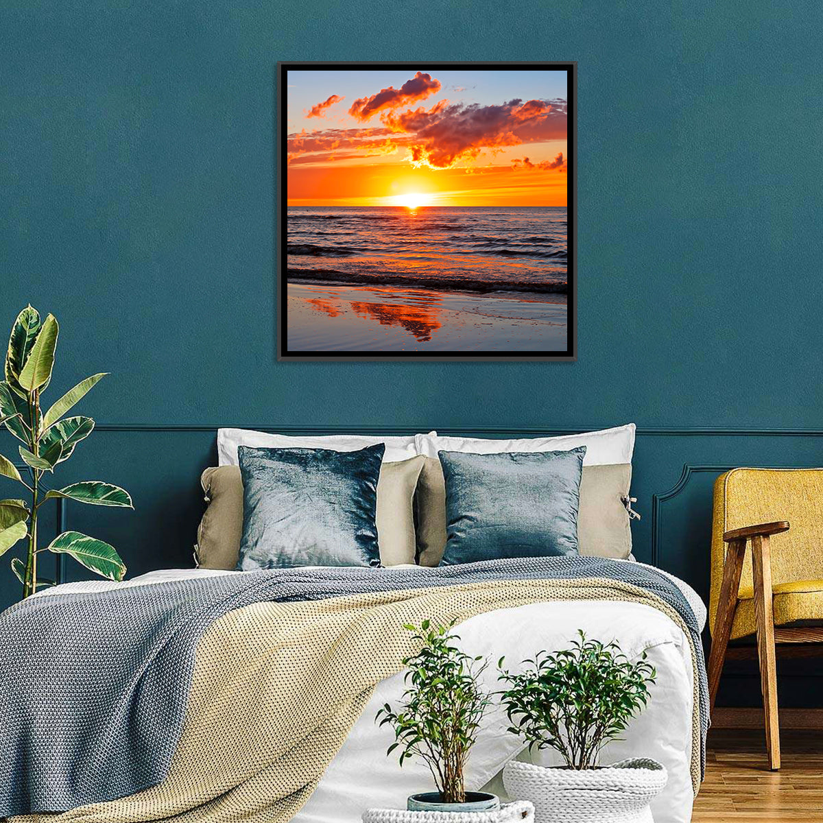 Sunset Over the Baltic Wall Art in a room, square