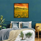 Sunflower Field at Golden Hour Wall Art