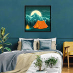 Moonlit Campfire Landscape Wall Art