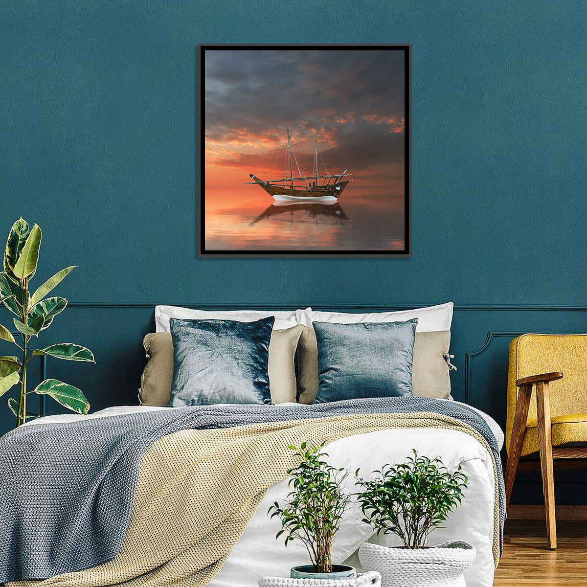 Dhow at Sunset Wall Art