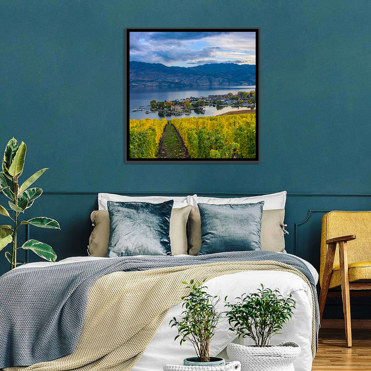 Okanagan Lake Vineyard, Kelowna Wall Art in a room, square