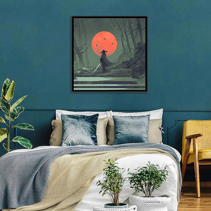 Samurai & Moon Wall Art