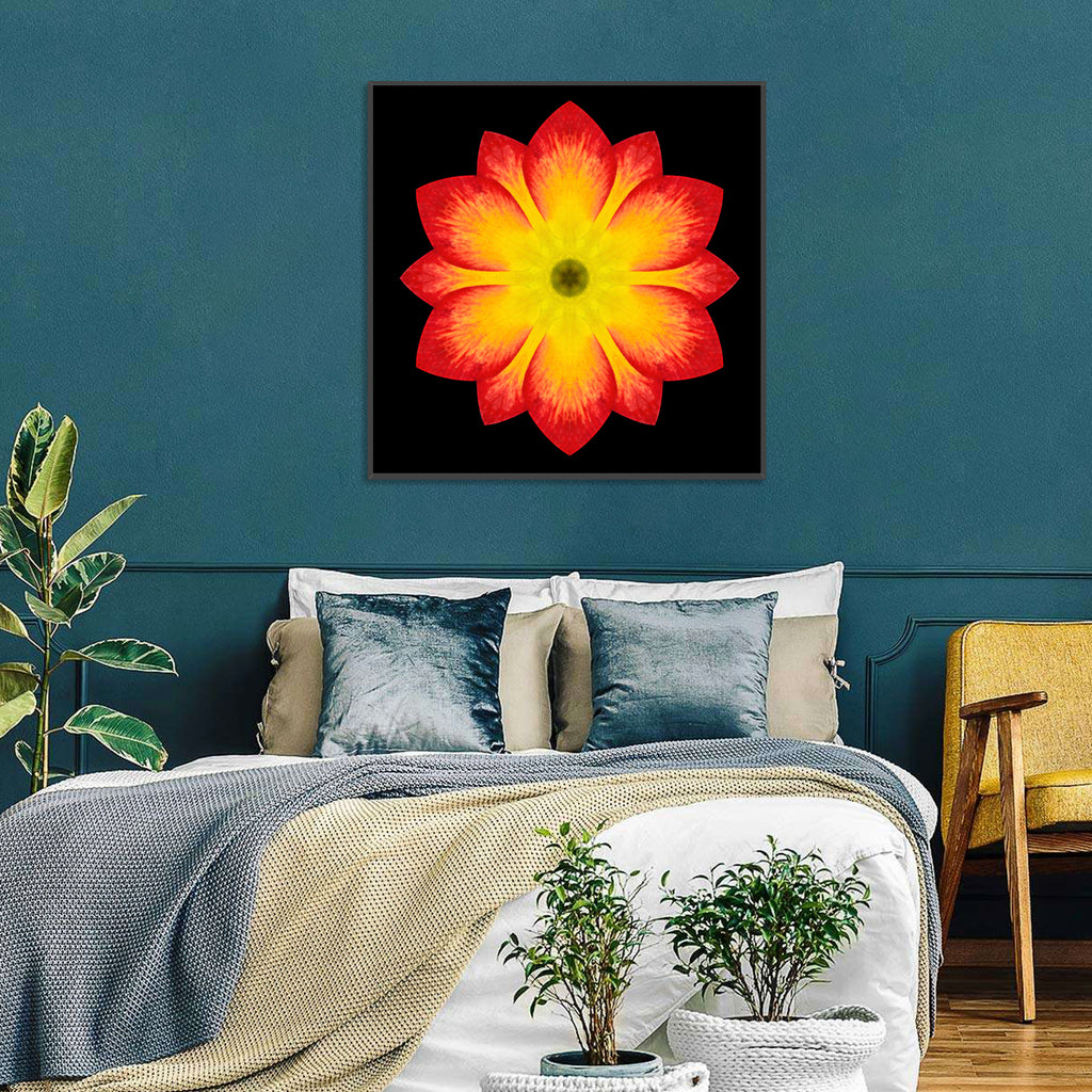 Red Yellow Mandala Flower Pattern Wall Art