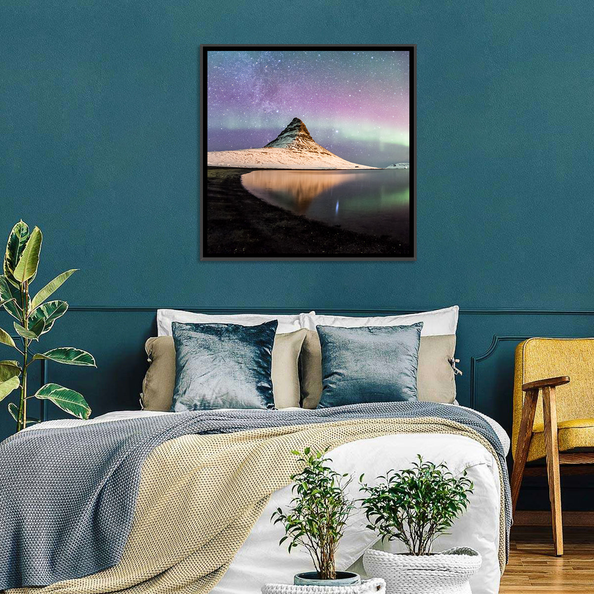 Kirkjufell Under the Milky Way Wall Art in a room, square