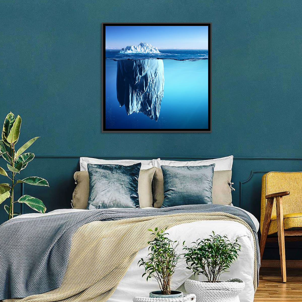 Floating Iceberg Wall Art in a room, square