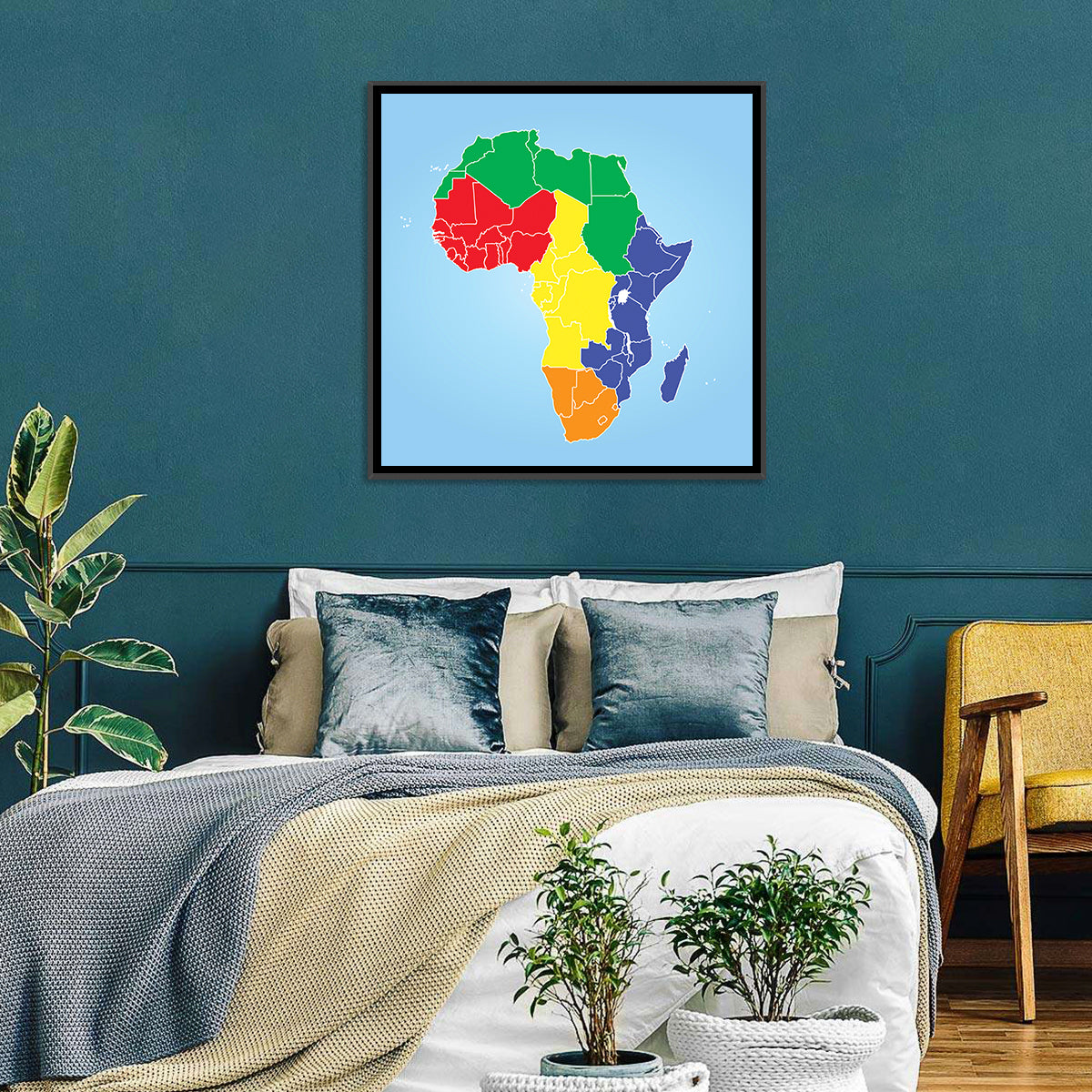Color Coded Africa Map Wall Art